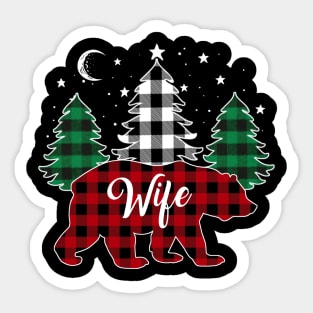 Wife Bear Buffalo Red Plaid Matching Family Christmas Sticker